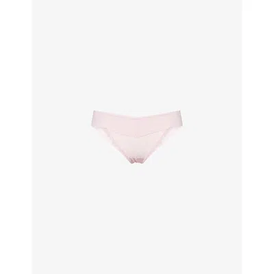Calvin Klein Womens Ck Logo Stretch-lace Briefs Buff Pink Xs