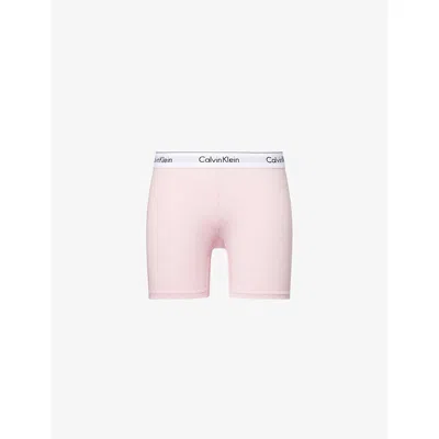 Calvin Klein Womens Buff Pink Icon Branded Stretch-cotton Blend Boxer Brief Xl