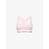 Calvin Klein Womens Buff Pink Icon Branded Stretch-cotton Blend Bralette In Pink