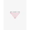 Calvin Klein Womens Buff Pink Icon Branded Stretch-cotton Blend Tanga