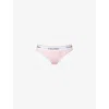 Shop Calvin Klein Womens Buff Pink Icon Branded Stretch-cotton Blend Thong Xs