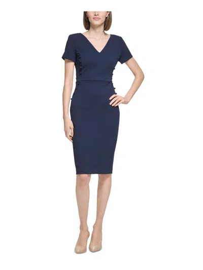 Calvin Klein Womens Business Short Sheath Dress In Blue