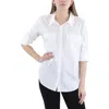 Calvin Klein Womens Button Down Cuff Sleeve Button-down Top In White