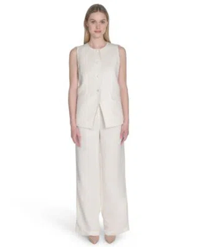 Calvin Klein Womens Button Front Vest Wide Leg Pants