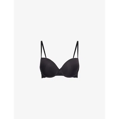 Calvin Klein Womens Attraction Lace-trim Stretch-woven Balconette Bra Black