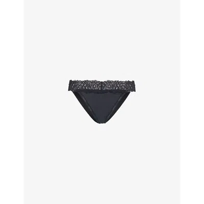 Calvin Klein Womens Black Attraction Lace-waistband Stretch-woven Bikini Briefs
