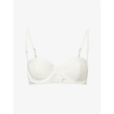 Calvin Klein Womens Antique White Bridal Underwired Floral-lace Balconette Bra