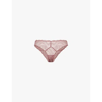Calvin Klein Womens  Ck Instinct Bikini Sheer Lace Briefs In Vintage Pink