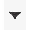 Calvin Klein Comfort Lotus Stretch-lace Thong In Black