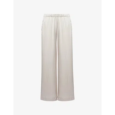 Calvin Klein Womens Elasticated-waist Wide-leg Satin Trousers Cocoon
