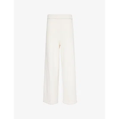 Calvin Klein Womens Ivory Elasticated-waistband Wide-leg Mid-rise Fleece Trousers
