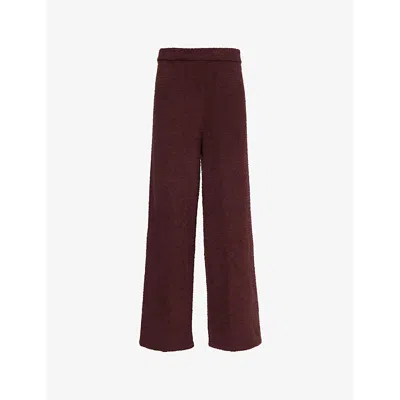 Calvin Klein Womens Truffle Brown Elasticated-waistband Wide-leg Mid-rise Fleece Trousers