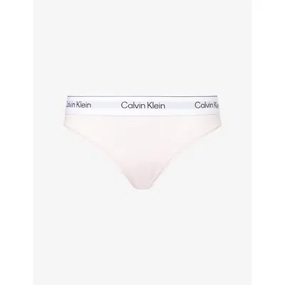 Calvin Klein Womens Cradle Pink Icon Branded Cotton And Modal-blend Thong
