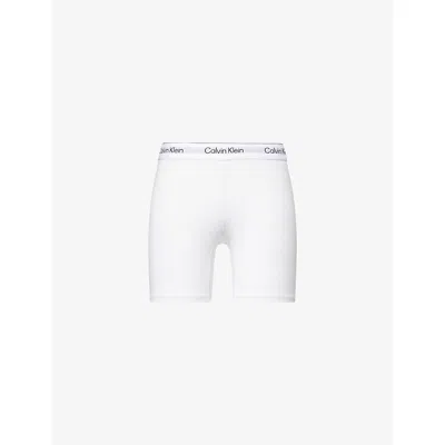 Calvin Klein Womens White Icon Branded-waistband  Stretch-cotton Blend Boxer Brief