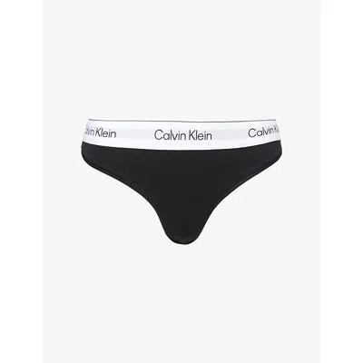 Calvin Klein Womens  Icon Cotton-modal Jersey Thong In Black