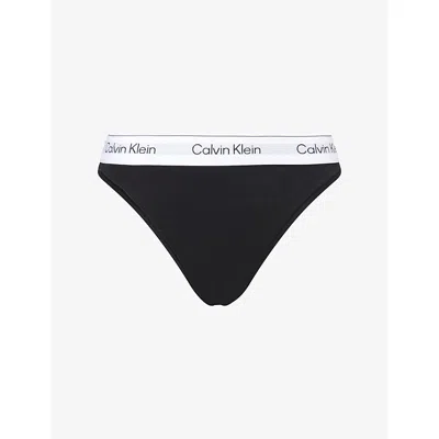 Calvin Klein Womens  Icon High-leg Cotton-modal Jersey Tanga In Black