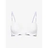 Calvin Klein Womens White Icon Moulded-cups Stretch-cotton Blend Bra In White