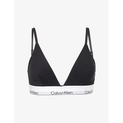 Calvin Klein Womens  Icon Unlined Cotton-modal Jersey Triangle Bralette In Animal Print