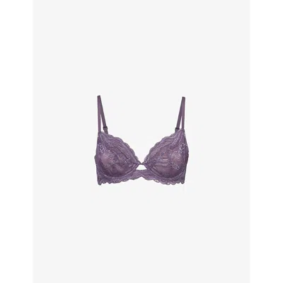Calvin Klein Womens Instinct Embroidered Stretch-woven Bra Nightshade