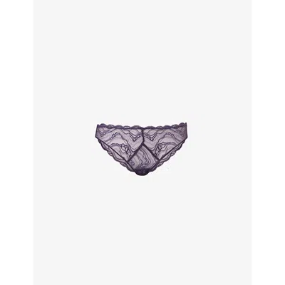 Calvin Klein Womens Instinct Lace-embroidery Stretch-woven Briefs Nightshade