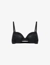 Calvin Klein Womens Black Marq Mid-rise Semi-sheer Stretch-recycled Nylon Bra In Black