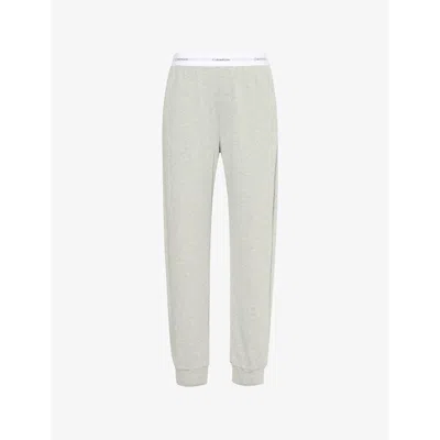 Calvin Klein Womens Modern Branded-waistband Cotton-blend Jogging Bottoms Grey Heather