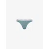 Calvin Klein Womens Blue Performance Modern Branded-waistband Stretch-cotton Thong