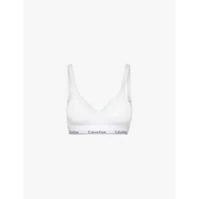 Calvin Klein Womens White Modern Lift Moulded-cup Cotton-jersey Bralette