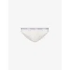 Calvin Klein Womens White Modern Logo-embroidered Stretch-lace Briefs In White