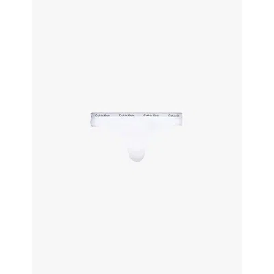 Calvin Klein Womens White Modern Logo Low-rise Stretch-cotton Thong
