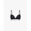 Calvin Klein Cotton Blend Underwire Plunge Push-up Bra In Black