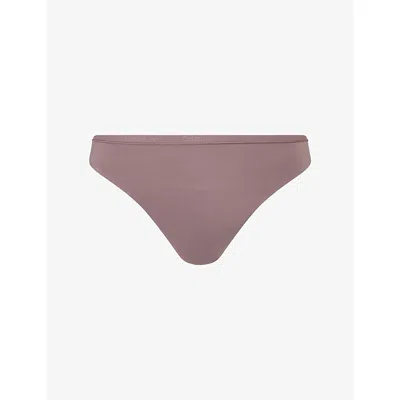Calvin Klein Womens  Perfectly Fit Stretch-woven Thong In Botanical Brown
