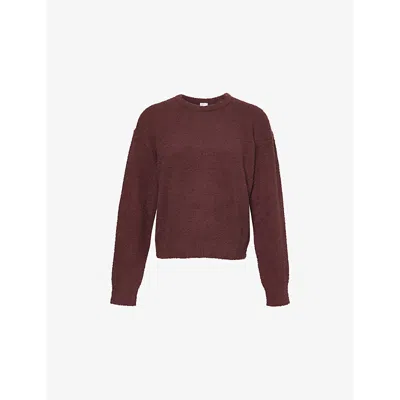 Calvin Klein Womens Round-neck Long-sleeve Fleece Jumper Truffle Brown