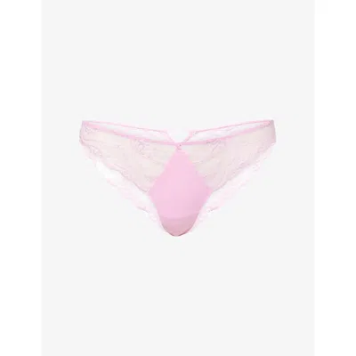 Calvin Klein Womens  Scalloped-trim Lace G-string Thong