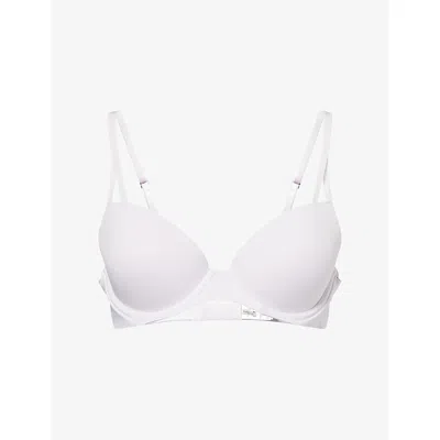 Calvin Klein Womens Frosty Lilac Seductive Comfort Lift Demi Stretch-woven Push-up T-shirt Bra 34dd In White