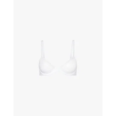 Calvin Klein Womens White Sheer Marquisette Demi-cup Unlined Lace Bra