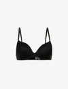 Calvin Klein Womens Black Sheer Marquisette Floral-embroidered Stretch-lace Bra In Black