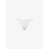 Calvin Klein Womens Chalk Ck Black Floral Lace Thong In Chalk