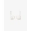 Calvin Klein Womens Chalk Ck Black Underwired Balconette Floral Lace Bra In Chalk