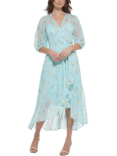 Calvin Klein Womens Chiffon Floral Midi Dress In Blue