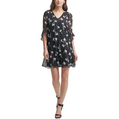 Calvin Klein Womens Chiffon Floral Tunic Dress In Black