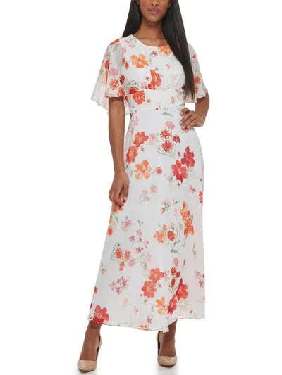 Calvin Klein Womens Chiffon Long Maxi Dress In Multi