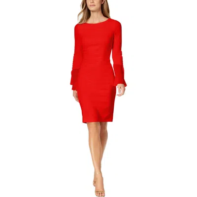 Calvin Klein Womens Chiffon Sleeve Cocktail Sheath Dress In Red