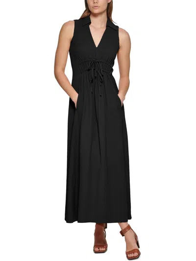 Calvin Klein Womens Collar Long Maxi Dress In Black