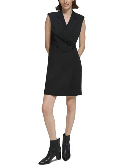 Calvin Klein Womens Collar Polyester Sheath Dress In Black