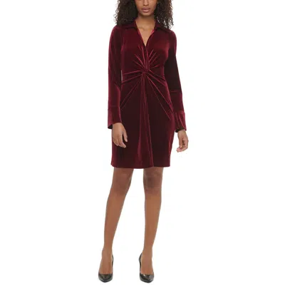 Calvin Klein Womens Collar Velvet Sheath Dress In Pink