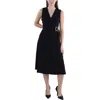 Calvin Klein Womens Crepe Belted Midi Dress In Black