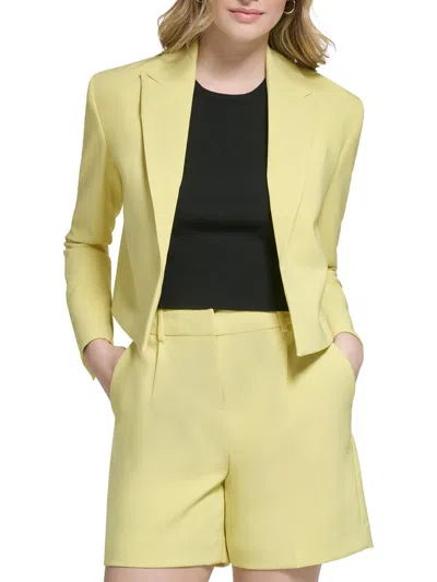 Calvin Klein Womens Crepe Business Open-front Blazer In Yellow