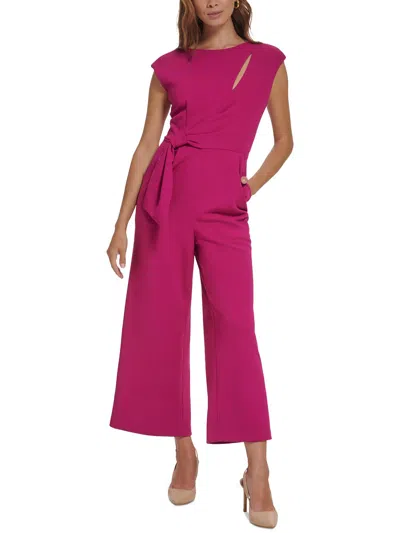 Calvin Klein Womens Crepe Cap Sleeves Jumpsuit In Pink