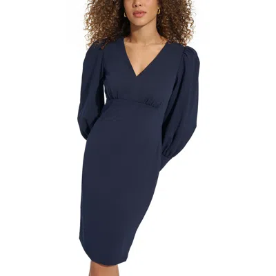 Calvin Klein Womens Crepe Midi Dress In Blue